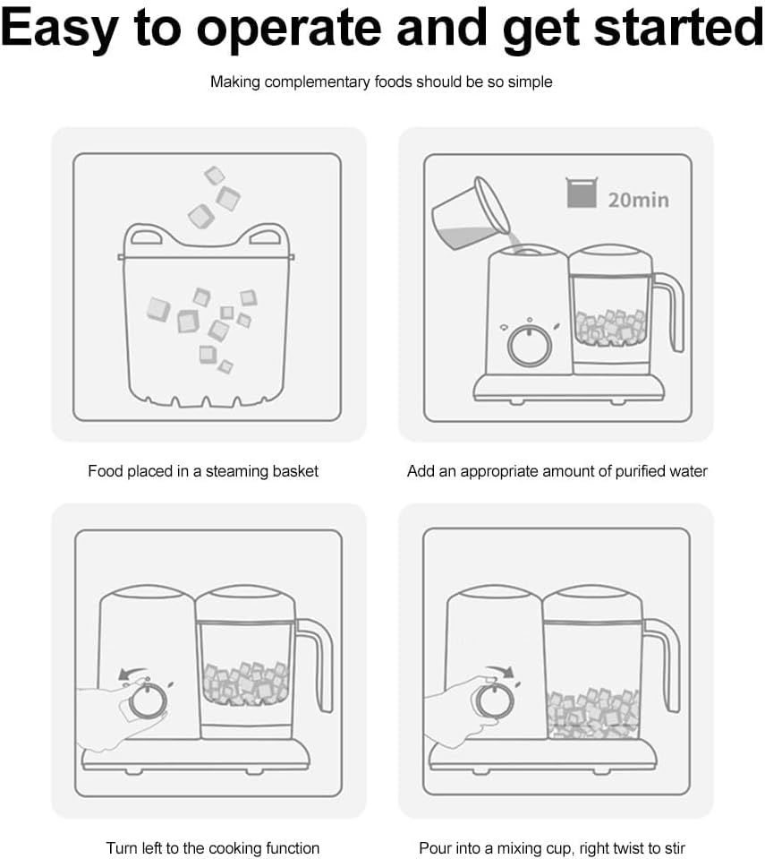 Kobuer 4 in 1 Baby Food Maker, Multifunction Baby Food Processor and Steamer, Puree Blender, Multifunctional Baby Puree Maker, Mini Food Grinder Cooking