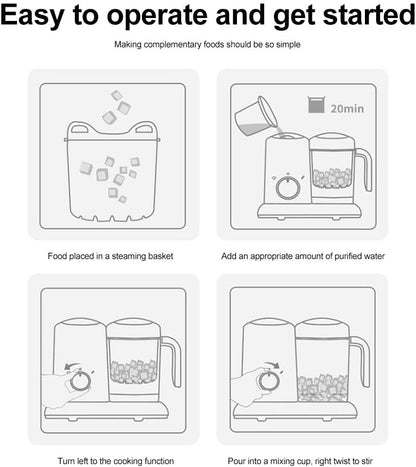 Kobuer 4 in 1 Baby Food Maker, Multifunction Baby Food Processor and Steamer, Puree Blender, Multifunctional Baby Puree Maker, Mini Food Grinder Cooking