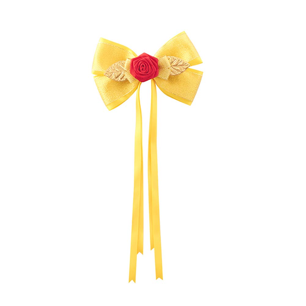 JiaDuo Princess Hair Accessories for Girls Women Halloween Big Hair Bow Clips Yellow 6 Inch