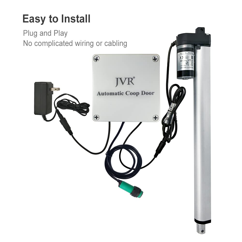 JVR Automatic Chicken Coop Smart Door Compatible with Alexa, Google Assistant, Home Assistant, Tuya - WiFi Electric Opener, Auto Sunrise/Sunset Dusk to Dawn Doors, Chicken Coop Accessories