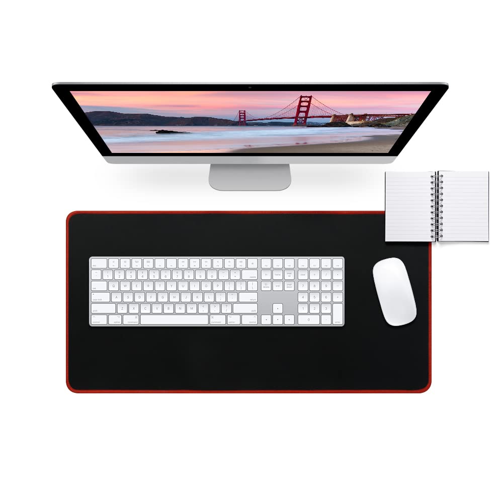 Large Gaming Mouse Pad Mat 11.8x23.6 Inches with Red String Stitched Edge Non-Slip Rubber Base Washable Resilient for Office Home Computers Laptop Table Mouse Pads Mats Accessory