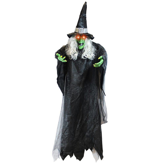 JOYIN 74" Hanging Witch Halloween Decorations Outdoor, Talking Flying Ghost Decor Haunted House Party Supplies Props Light Up Eyes Lawn Yard Garden Door Life Size Sound Activated