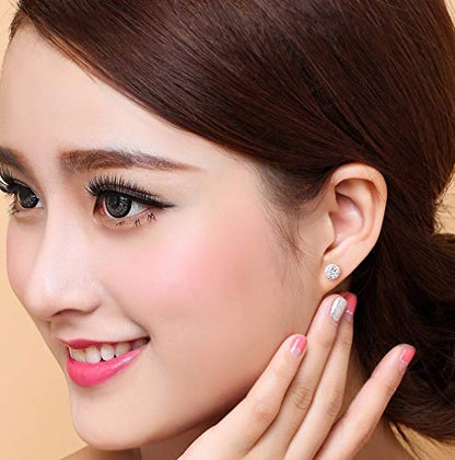 Epoch World 925 Sterling Silver Earrings Set 4 Pairs Silver Stud Earrings for Women Men Hypoallergenic Studs Womens Earrings Mens Ball Earrings Pearl Earrings Diamond Studs Earrings for Teen Girls