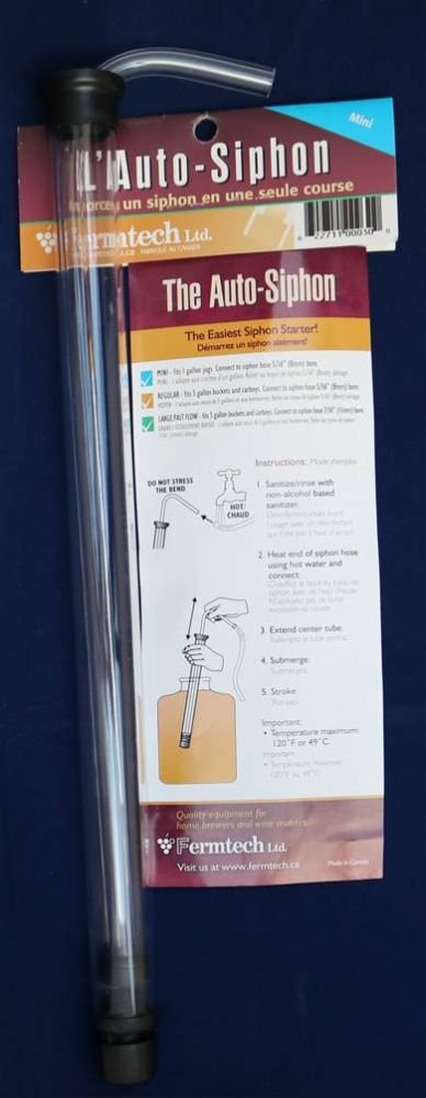 Fermtech - Auto Siphon Mini with 6 Ft of Food Safe Tubing & Clamp - Easy Home Brewing, Winemaking Kit, Complete System for Beer, Wine, Liquid Transfer & Fermentation Tools - Perfect for Small Batches