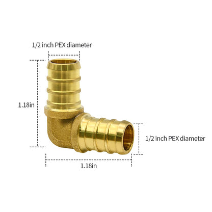 10 Pack 1/2" PEX Elbow Fittings, Brass Fittings for PEX Tubing Pipe (1/2" Elbow, 10)