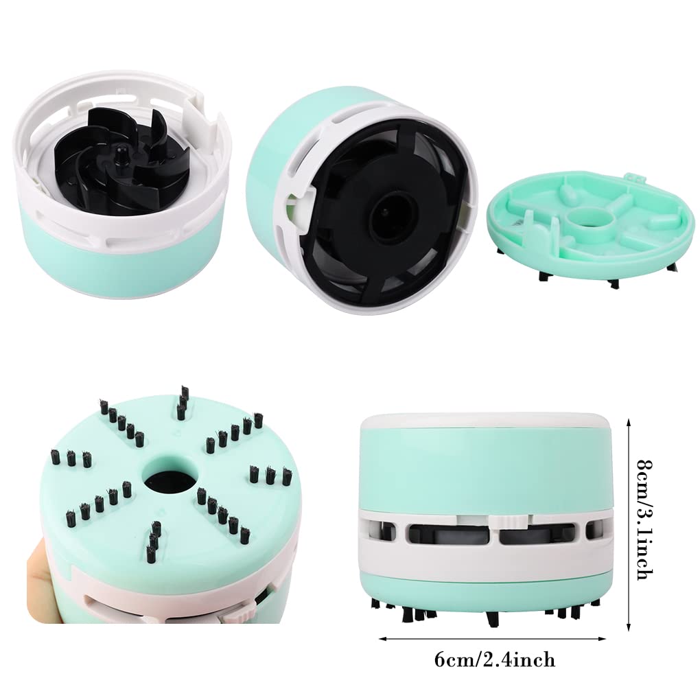 FineInno Mini Vacuum Cleaner,Desktop Vacuum,Crumb Sweeper,Desk Duster,Mini Desk Vacuum for Table,Green White