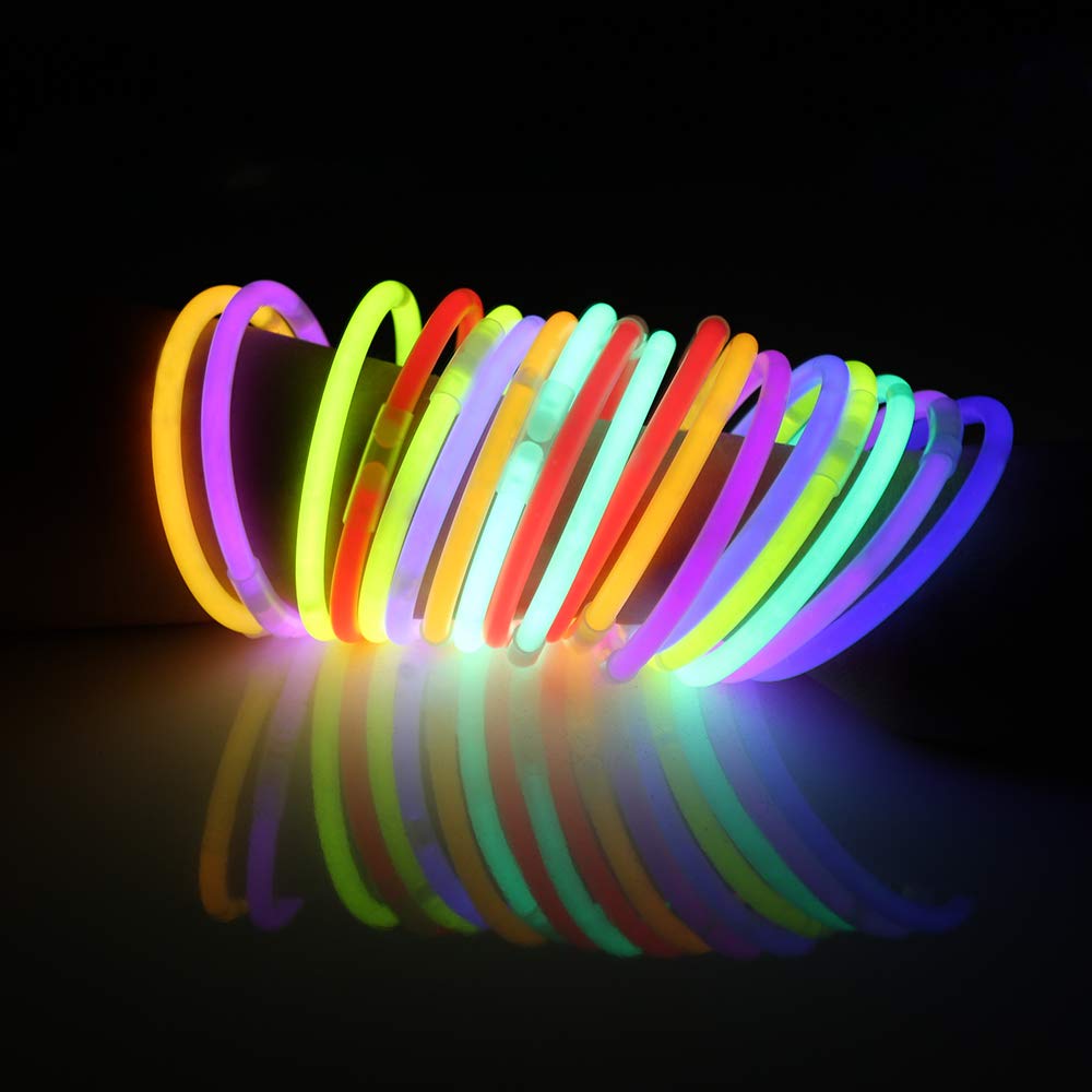 JOYIN 100 Pcs 8" Glowsticks, Bracelets Necklaces, Glow in the Dark Party Favors, Easter, Christmas, Halloween Supplies Pack, Football Party Supplies