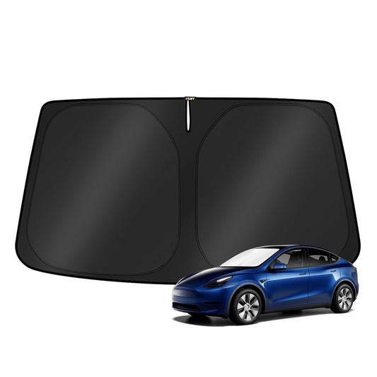 KUST Windshield Sun Shade for 2017-2026 Tesla Model Y/3 (Fit 2025-2026 Model Y Juniper/2024 Model 3 Highland) Upgraded Foldable Sunshade, Window Sun Visor Protector, Blocks UV Rays Keep Your Car Cool