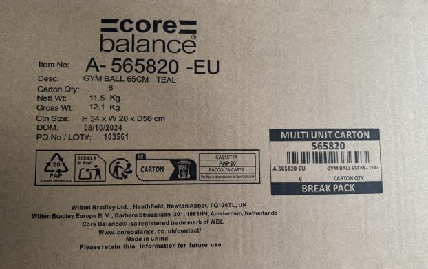 Core Balance Exercise Ball for Workouts, Anti-Burst and Slip Resistant, Swiss Yoga Ball for Pregnancy, Stability, Fitness and Physical Therapy, 4 Sizes, with Pump (25" / 65cm Teal)