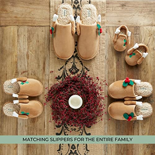 Dearfoams Unisex Women's Funny Ugly Christmas Sweater Reindeer Holiday Scuff Slipper, Men's Turkey, Large