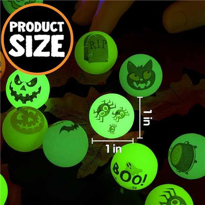 JOYIN 100 PCS Halloween Glow in The Dark Bouncing Balls, 20 Designs Halloween Theme Glowing Bouncy Balls for Halloween Party Supplies, Party Favors, Trick or Treating Goodies
