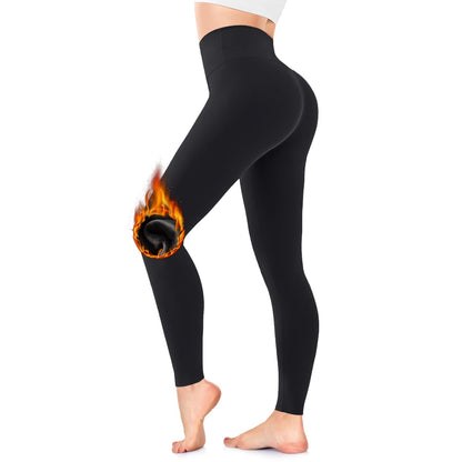 FuelMeFoot Women's Lined Thermal Leggings with Teddy Inner Fleece High Waist Leggings Warm Winter Sports Leggings Long Tights Yoga Trousers Running Trousers