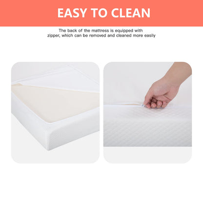FDW | 5 Inch Twin Mattress | Medium Firm | Gel Memory Foam Mattress | White | Bed in a Box, CertiPUR-US Certified | Pressure Relief, Cooling Ventilated Foam | Washable Removable Cover