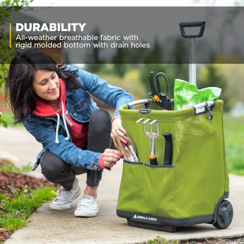 Gorilla Carts GCSS-11G-COM Collapsible Soft-Sided Folding Garden Cart, 150-Pound Capacity, Green