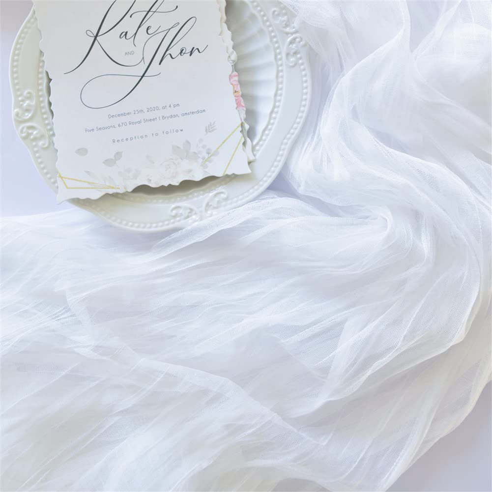 Joanlody Ivory Spring Summer Cheesecloth Table Runner 10Ft Rustic Gauze Boho Cheese Cloth Table Runner for Wedding Bridal Baby Shower Decoration
