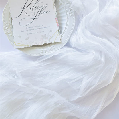 Joanlody Ivory Spring Summer Cheesecloth Table Runner 10Ft Rustic Gauze Boho Cheese Cloth Table Runner for Wedding Bridal Baby Shower Decoration