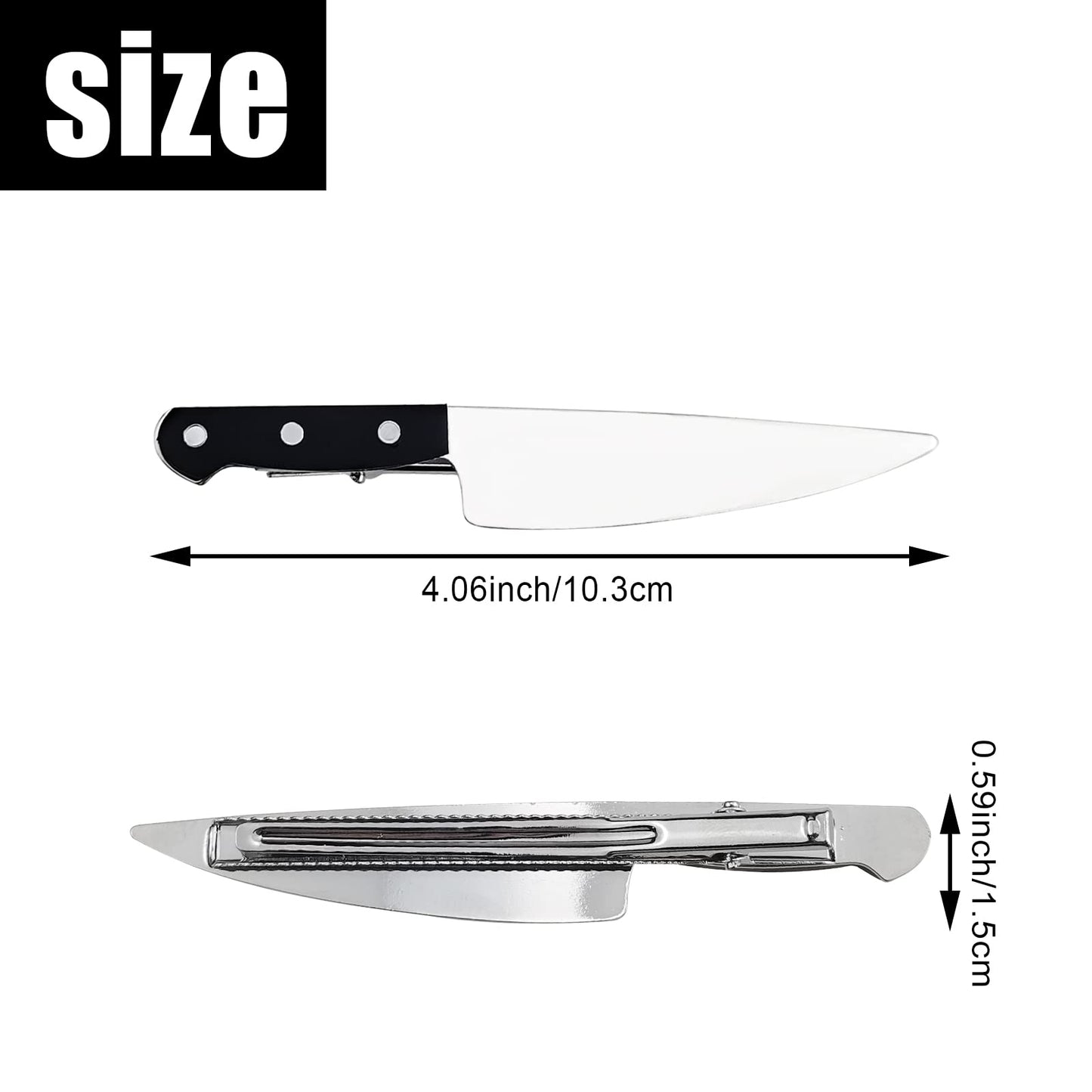 2 PACK Mini Knife Hair Clip Women's Fashion Punk Creative Hip Hop Tableware Acrylic Cosplay Halloween Party Hair Accessoriesfor Women Girls