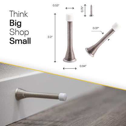 Door Stoppers for Wall – Spring Door Stopper with Rubber Tip – 3-1/4" – Pack of 4 – Doorstop – Ideal for Home, Offices, Schools