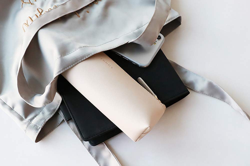 Doraking Cosmetic Makeup Bag Pen Stationery Case PU Leather Small Pencil Pouch for Students Zipper Bag for Pens, Pencils, Markers (Apricot)