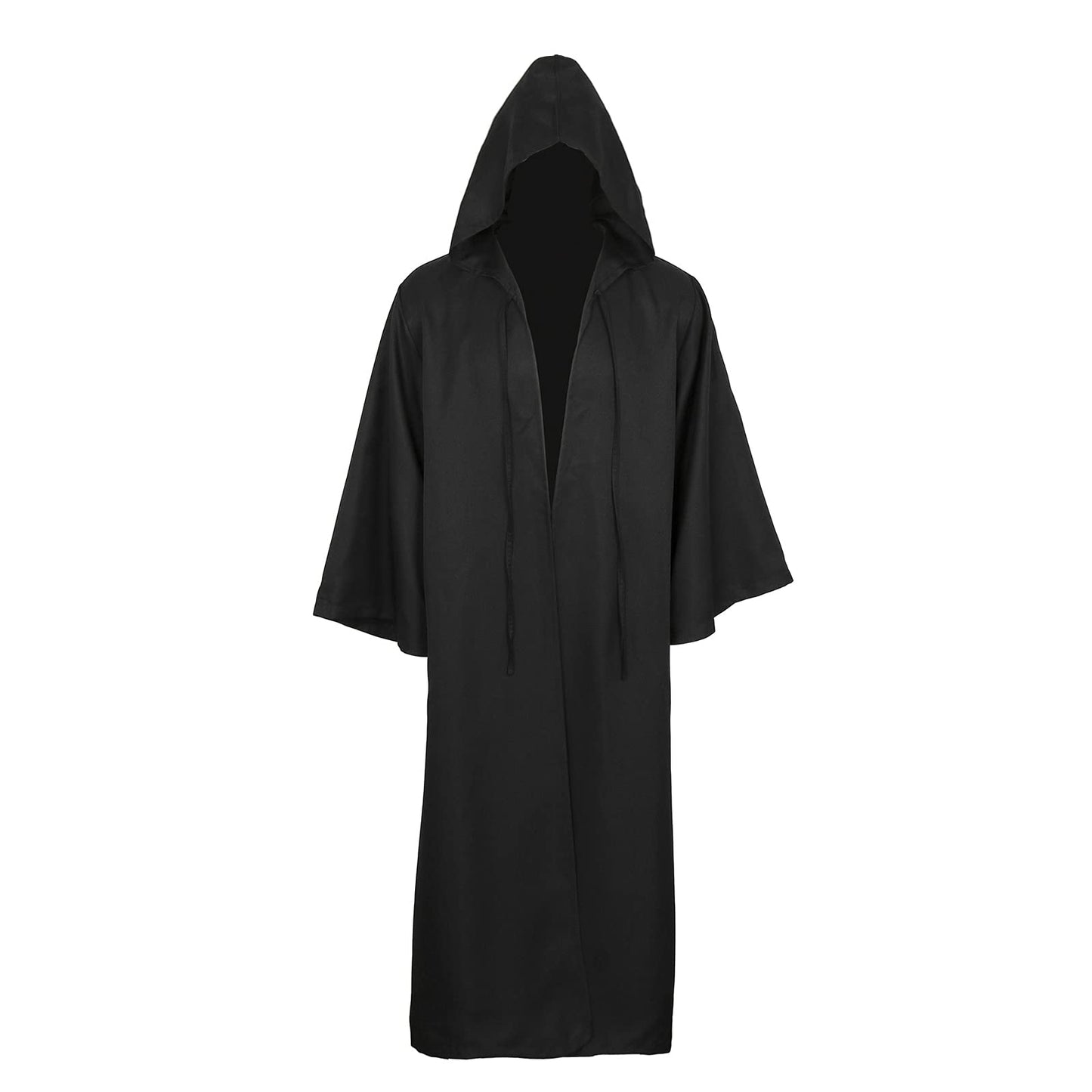 Jila Men Tunic Hooded Robe Cloak Knight Gothic Fancy Dress Halloween Masquerade Cosplay Costume Cape (XL, Adult Black)