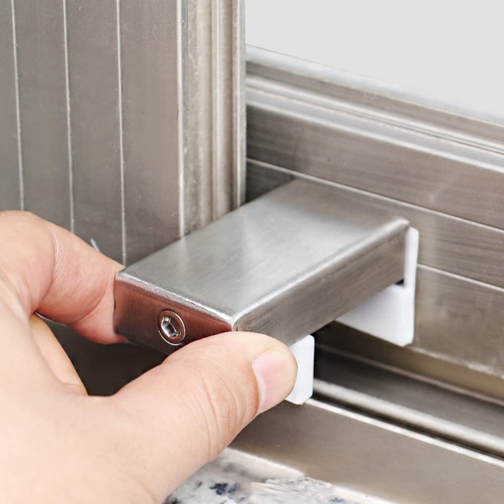 1PCS Door Window Lock Stopper Adjustable Thick Sliding Safety Anti Theft Children Security LockChild Plastic Steel Aluminium Free Rails Limit Window Door Anti Slip