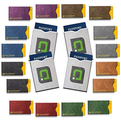 ID Stronghold - Set of 20 RFID Blocking Leather Look Shielded Sleeves (16 Credit Card + 4 Passport Sleeves) - Anti RFID Identity Theft Protection