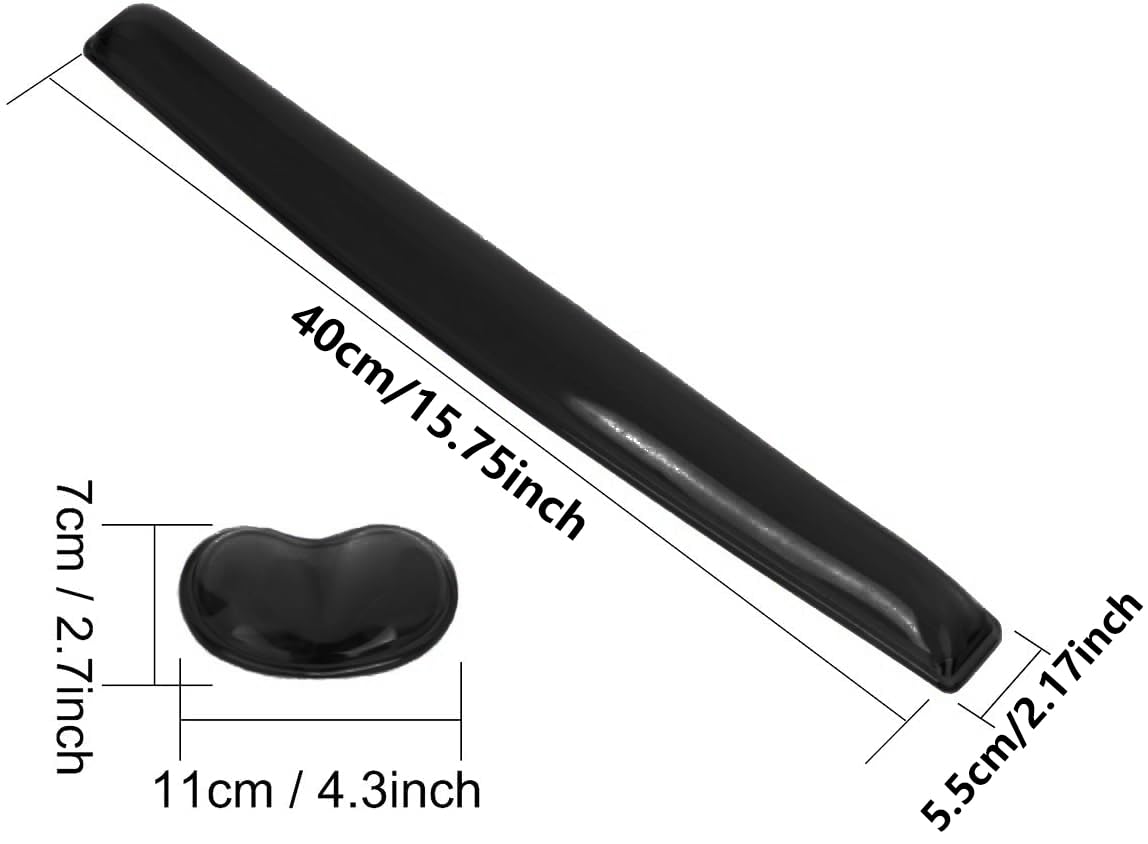 ABRONDA Gel Keyboard & Mouse Wrist Rest Set - Keyboard Wrist Rest Pad & Mouse Support for Office Gaming Pad Computer Laptop Ergonomic Comfortable Pain Relief- Pad Set (Black Pad Set)