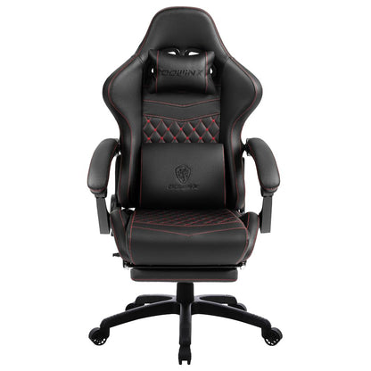 Dowinx Gaming Chair Big and Tall, Ergonomic Game Chair for Adults with Footrest and Massage Lumbar Support, High Back Computer Gamer Chair PU Leather, 350Lbs, for Office, Home, Black