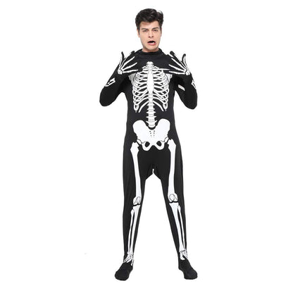 EraSpooky Halloween Men Skeleton Jumpsuit Costume Luminous Skull Skin Full Body Tights Suit (XX-Large)
