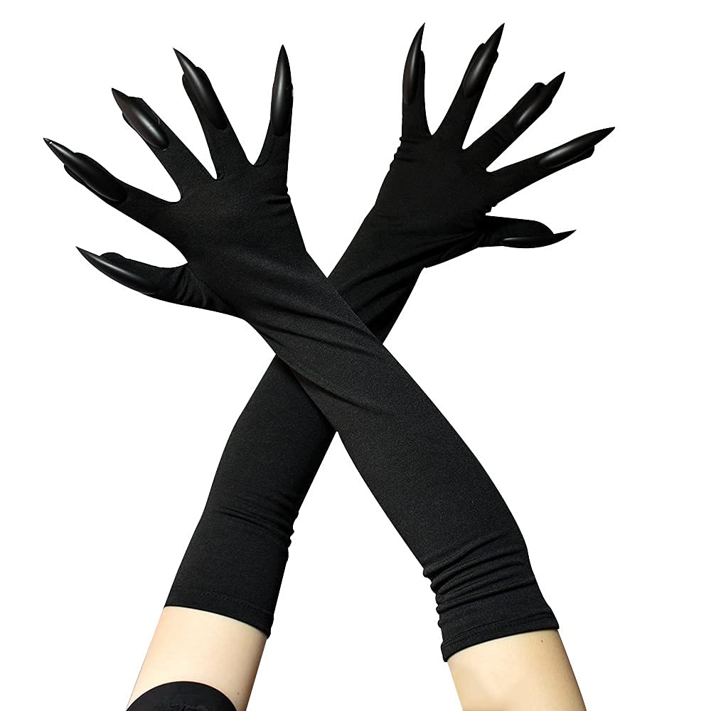 Halloween Costume Paw Gloves Long Fingernails Black Party Gloves Cat Claws Halloween Prop Wolf Claws Glove Cosplay Costume
