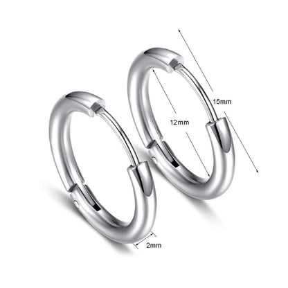 Epoch World 5 Pairs Stainless Steel Huggie Hinged Hoop Earrings for Men Women Boys, Men Earrings Gold, Men Huggie Earrings, Black Earrings Hoop, Small Silver Hoop Earrings Set Piercing Sleeper 15MM