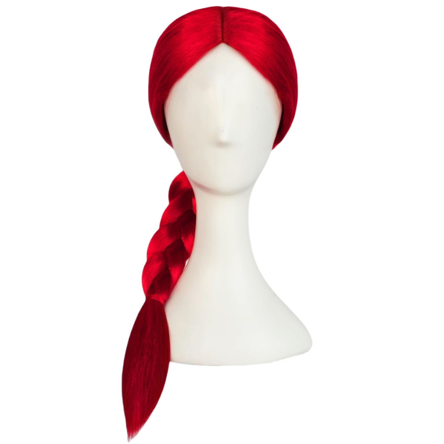 JoneTing Long Red Braided Wig Red Cowgirl Wigs 【+Hair Cap+ Bowknot】 Long Straight Reddish Wig with Braid for Women Reddish Braided Cosplay Hair for Cowgirl Halloween Christmas Costume Outfit