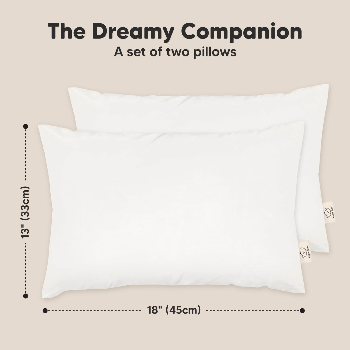 KeaBabies 2-Pack Toddler Pillow 13x18 - Soft Organic Cotton Kids Travel Bed Pillows for Sleeping, School, Nap, Machine Washable, Toddlers 2 to 5, Pillowcase Sold Separately (Soft White)