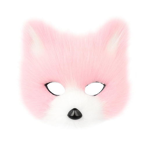 hbbhml Animal Fox Wolf Mask Halloween Party Cosplay Costumes Props Plush Cat Half Face Masks Carnival Christmas Masquerade