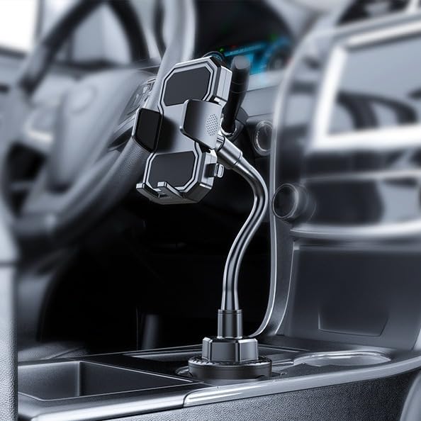 Cup Car Phone Holder for Car,Universal Adjustable Gooseneck Car Phone Holder - 360° Rotatable Dashboard Clip Mount for Smartphones 4-7.5 Inches,Black.
