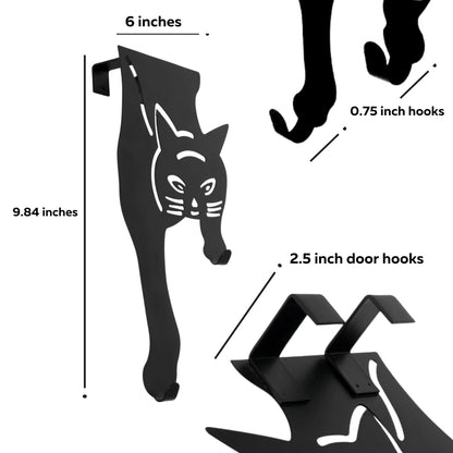 Evelots Cat Over The Door Hooks for Hanging - Black - Over The Door Organizer - Strong Metal Hooks