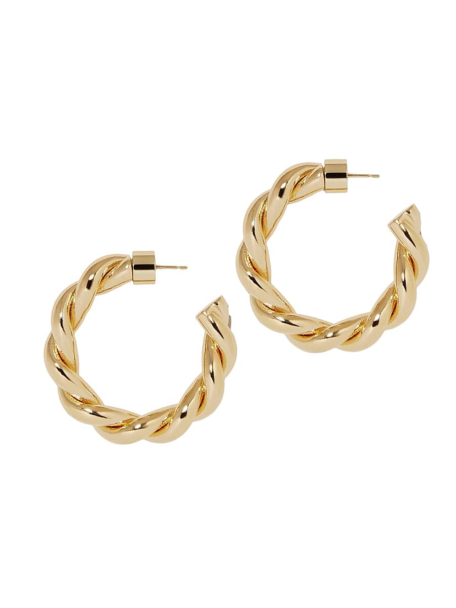 Jennifer Fisher, Twisted Lilly 10K Gold-Plated Huggie Earrings, Gold, Huggie