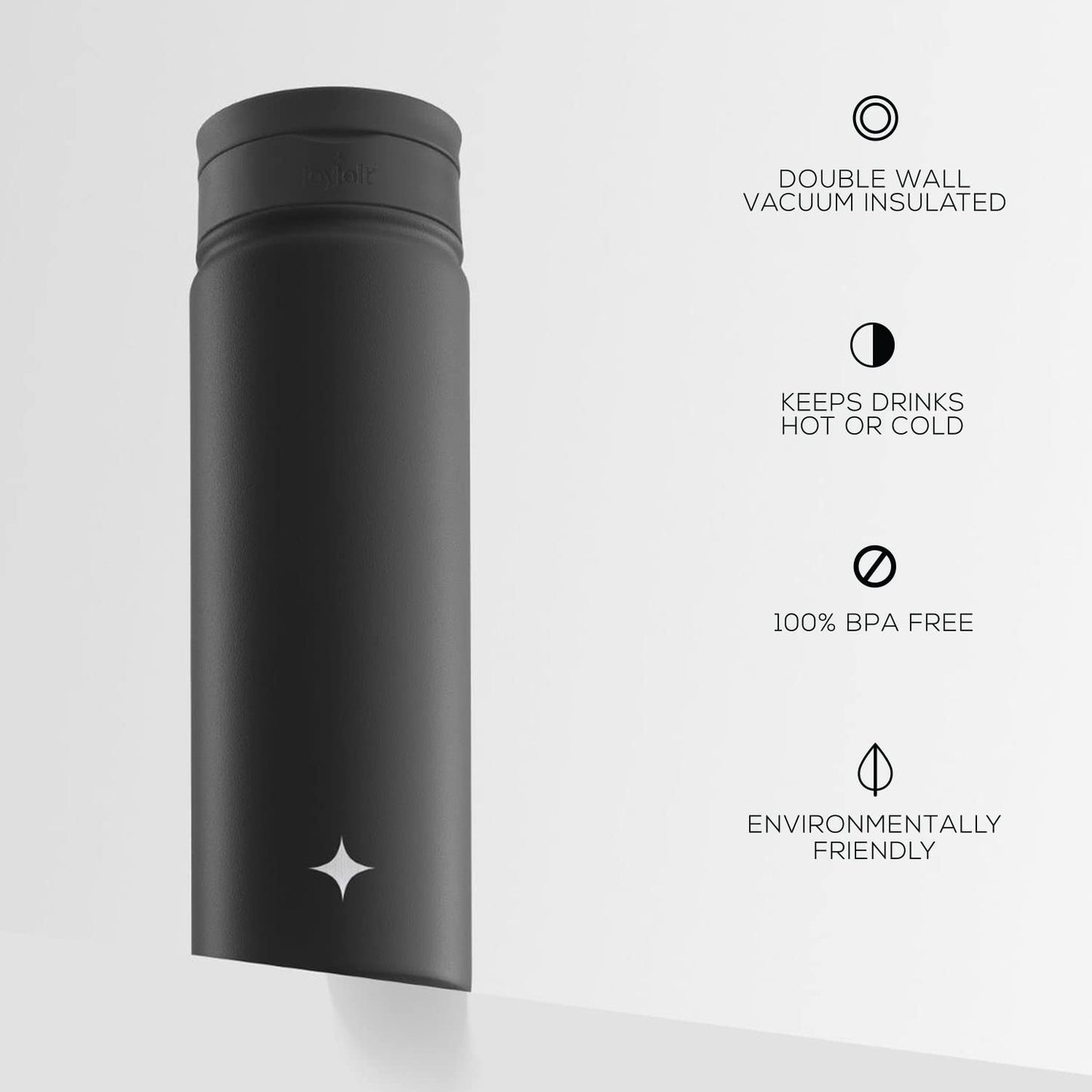 JoyJolt Triple Insulated Water Bottle with Straw Lid AND Flip Lid! 22oz Water Bottle, 12 Hour Hot/Cold Vacuum Insulated Stainless Steel Water Bottle. BPA-Free Leakproof Water Bottles - Thermos Bottle