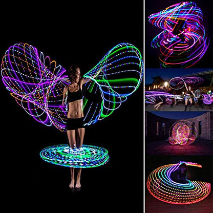 LED Hoop Dance Fitness Exercise Light Up Hoop for Kids & Adults, Auto Color Changing Strobe Glow Light, 36in (2 AA Batteries Needed, Not Included)