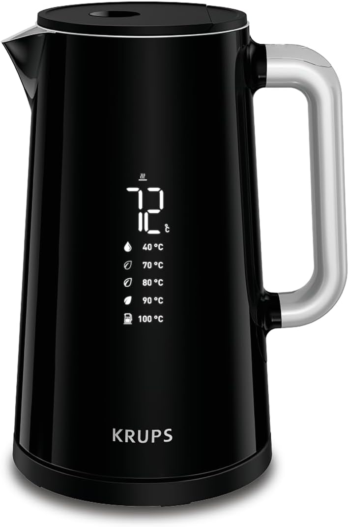 Krups Smart'n Light BW801810 Kettle, 5 Temperatures, 1.7 Litre Capacity, Stainless Steel Interior, Double-Walled, Black