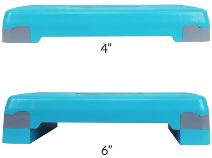 Fitvids Adjustable Workout Aerobic Stepper Step Platform Trainer, 27-Inch, Blue/Gray