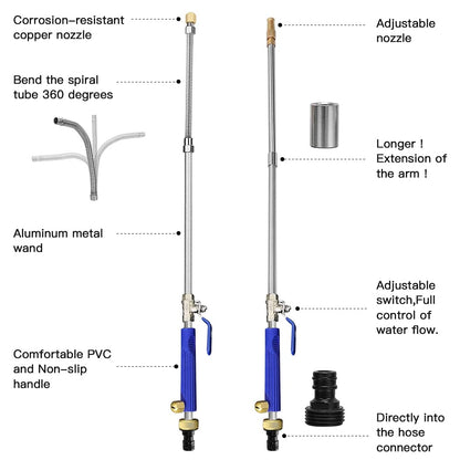 Jet Nozzle 2-in-1 High Pressure Power Washer, Watering Sprayer Cleaning Tool, Hydro Jet Nozzle Power Washer, Tool Pressure Washer Extension Wand with 3 Hose Nozzles for Garden Hose and Car Washing