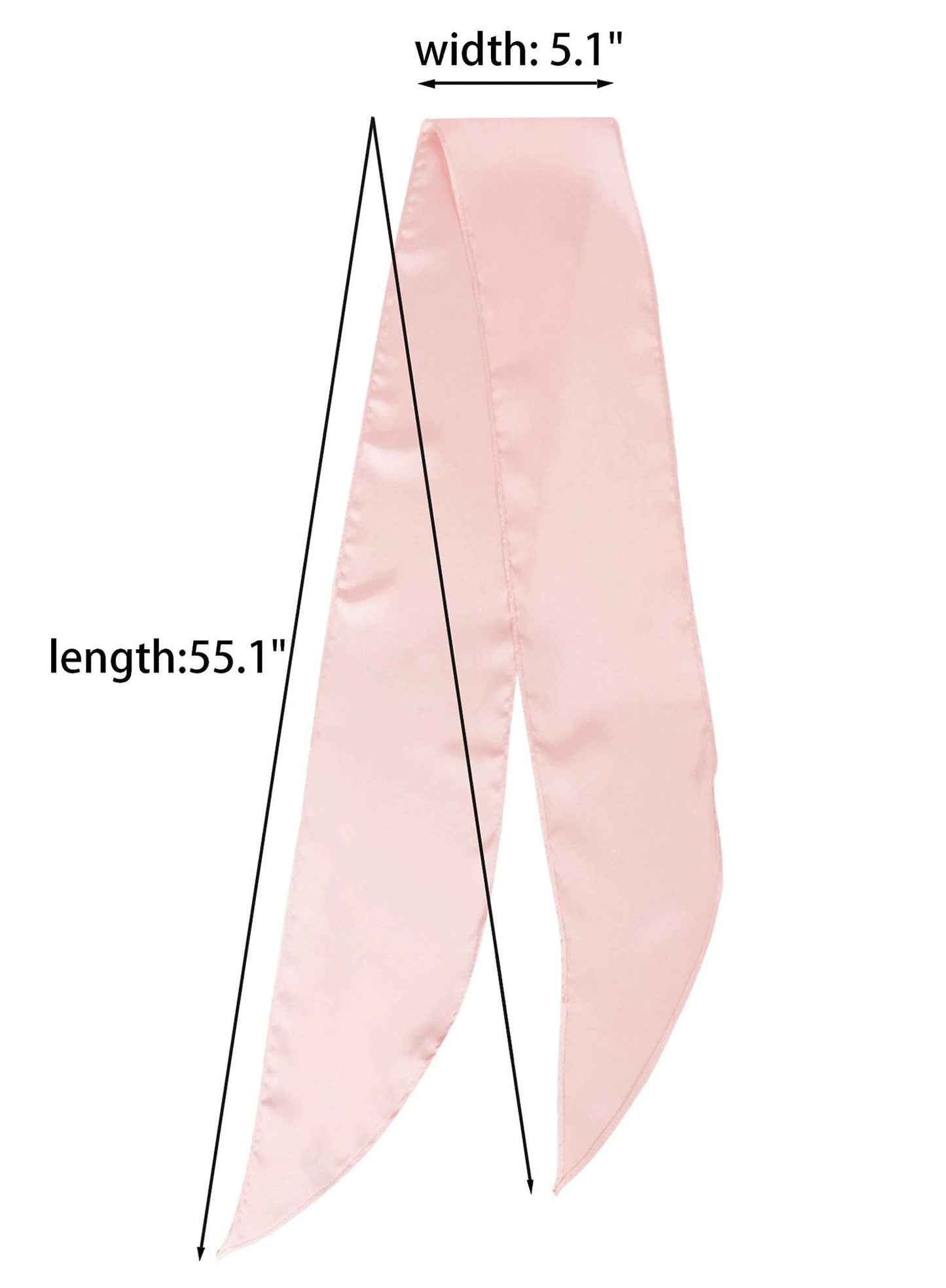 GERINLY Pink Neckerchief Plain Skinny Neck Scarf for 50s Costume Headband Long Narrow Purse Scarf Satin Accessory (Pink)