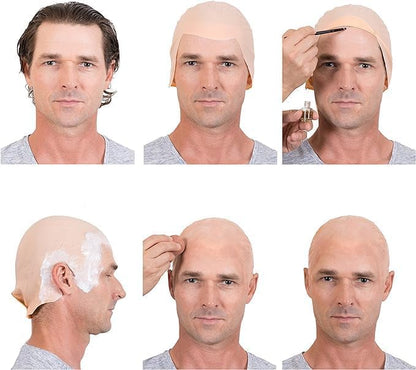 Kangaroo Latex Bald Cap for Adults - Beige Realistic Head Skin Bald Cap Wig for Men and Women - Halloween Costume Makeup Accessory for Theater, Cosplay and Dressup Apparel