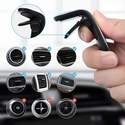 L-Shape Air Vent Magnetic Phone Mount-360°Rotating Car Holder for All Smartphones 4-7" with Super Strong Adhesion,Non-Slip Design,Silvery.