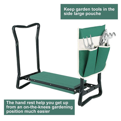 Garden Kneeler and Seat Stool Heavy Duty Garden Folding Bench with Large Tool Pocket and Soft EVA Kneeling Pad for Gardening Lovers