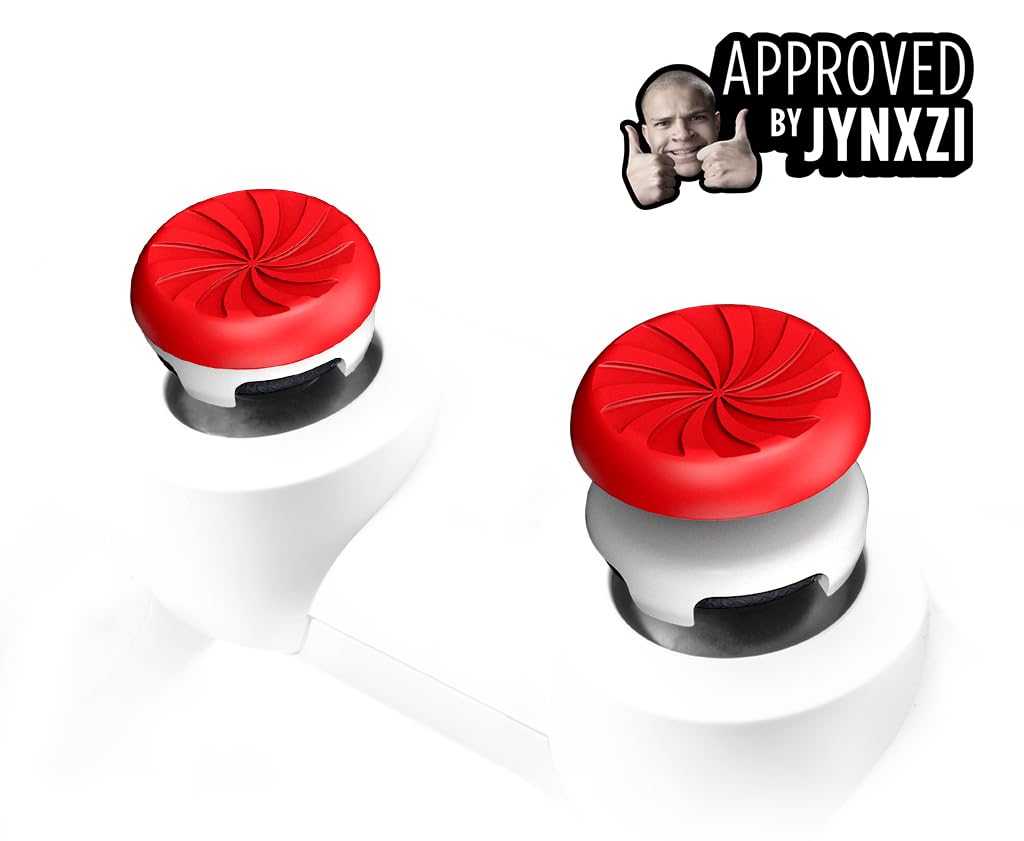 KontrolFreek FPS Freek Inferno for PlayStation 4 (PS4) and PlayStation 5 (PS5) Controller | Performance Thumbsticks | 1 High-Rise, 1 Mid-Rise | Red/White