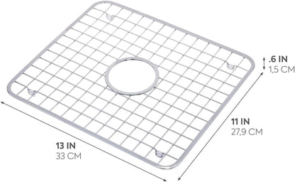 InterDesign Sink Grid with Hole, Polished Stainless Steel, 12.75x11 inches