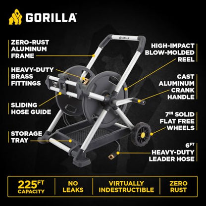 Gorilla 225’ Aluminum Zero-Rust Mobile Hose Reel