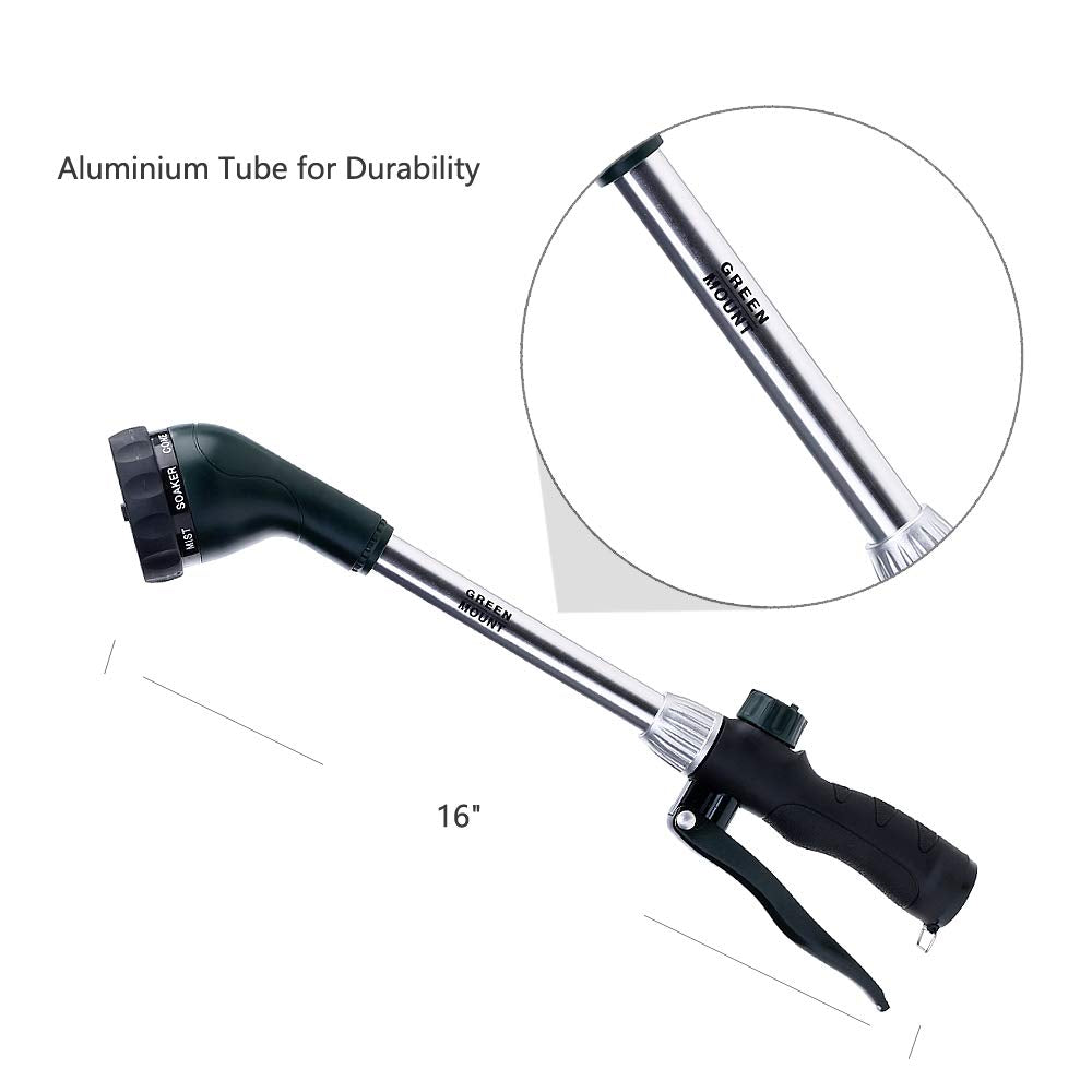 GREEN MOUNT Watering Wand, 16 Inches Sprayer Wand with 8 Watering Patterns for Lawn and Garden Use